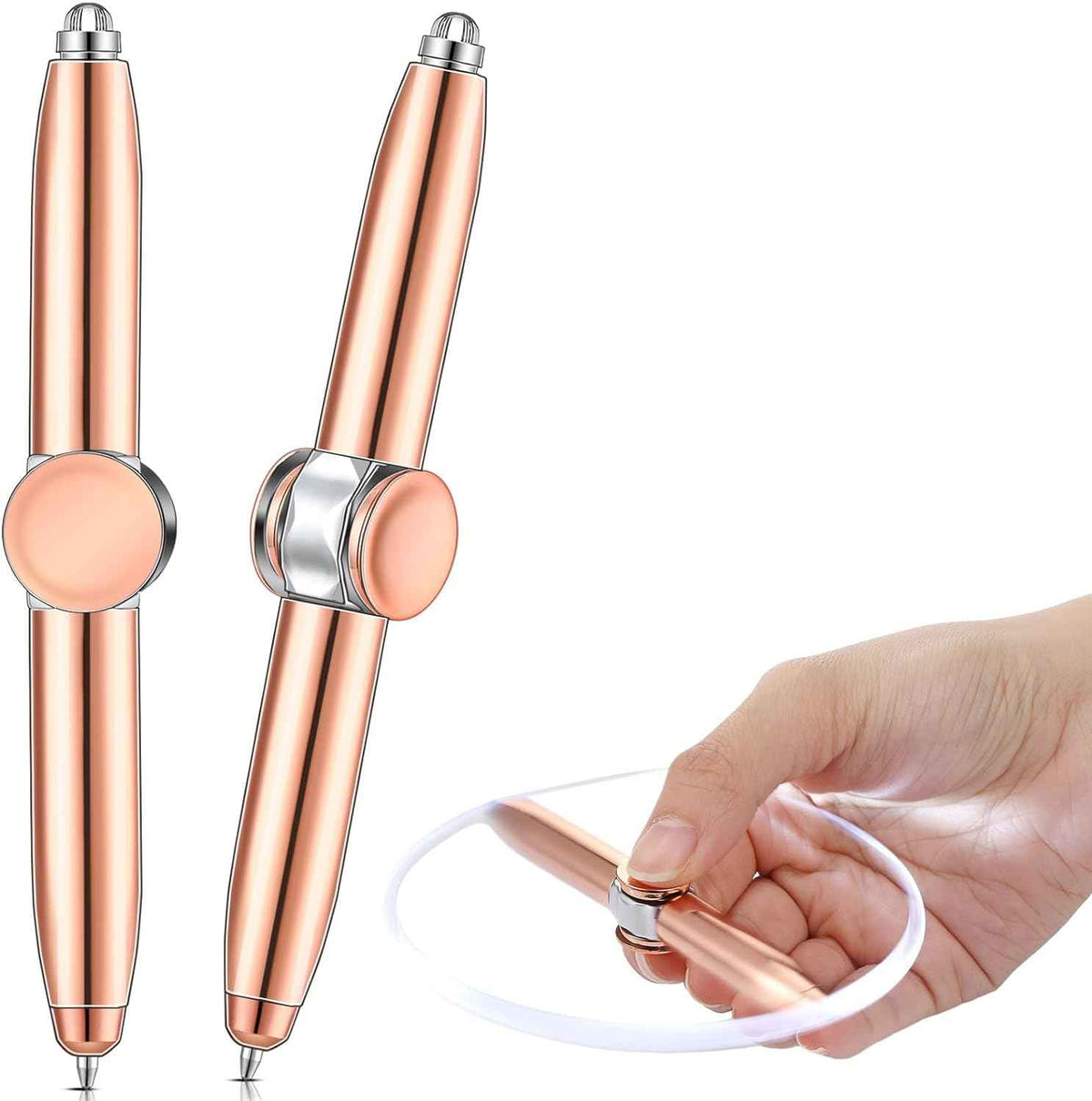 2Pcs Fidget Spinning Pen with LED Light Stress Reducer Ballpoint Pen - TTpen