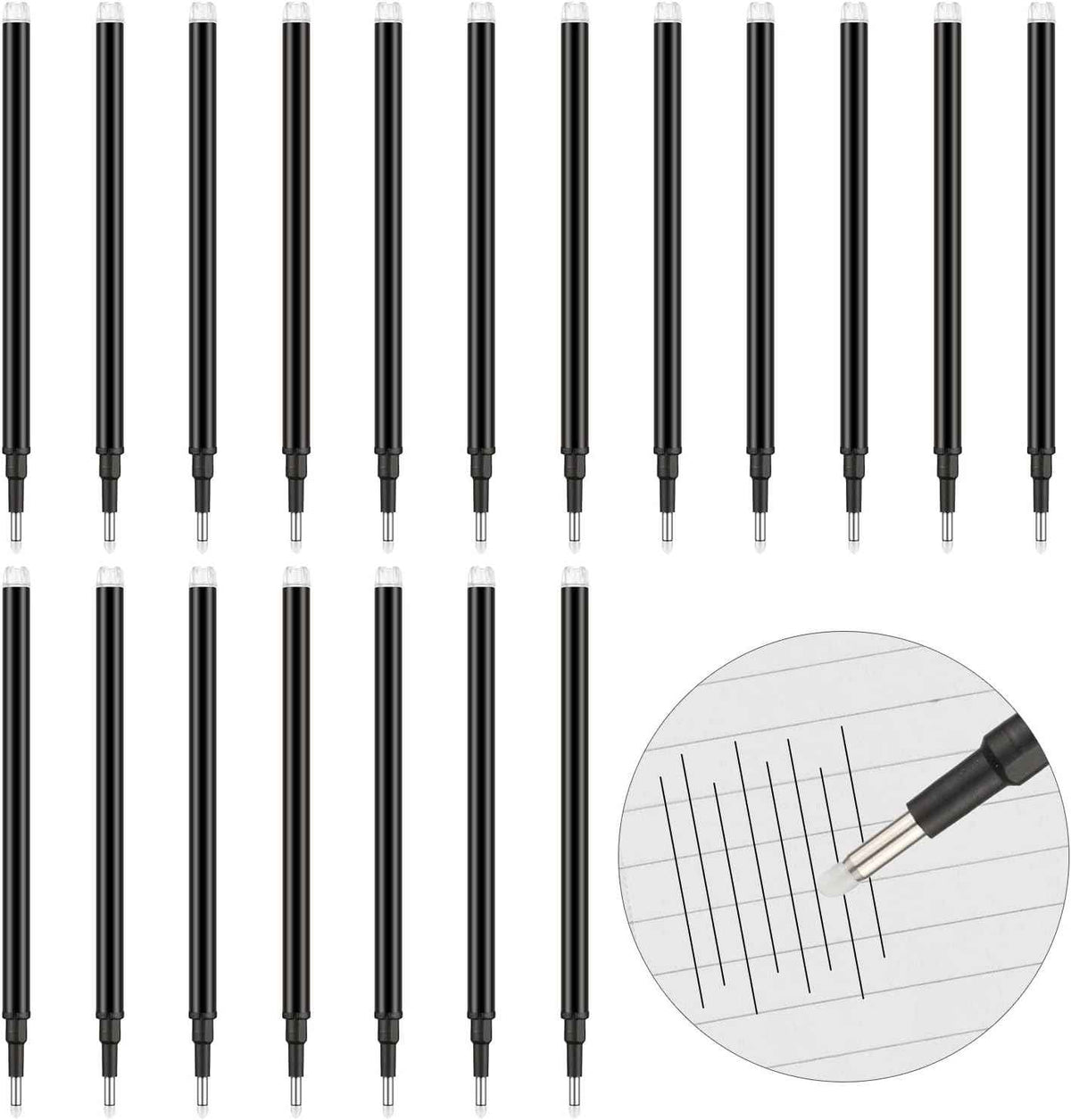 24 Pack Erasable Gel Ink Pen Refills Fine Point 0.5 mm (Black) - TTpen