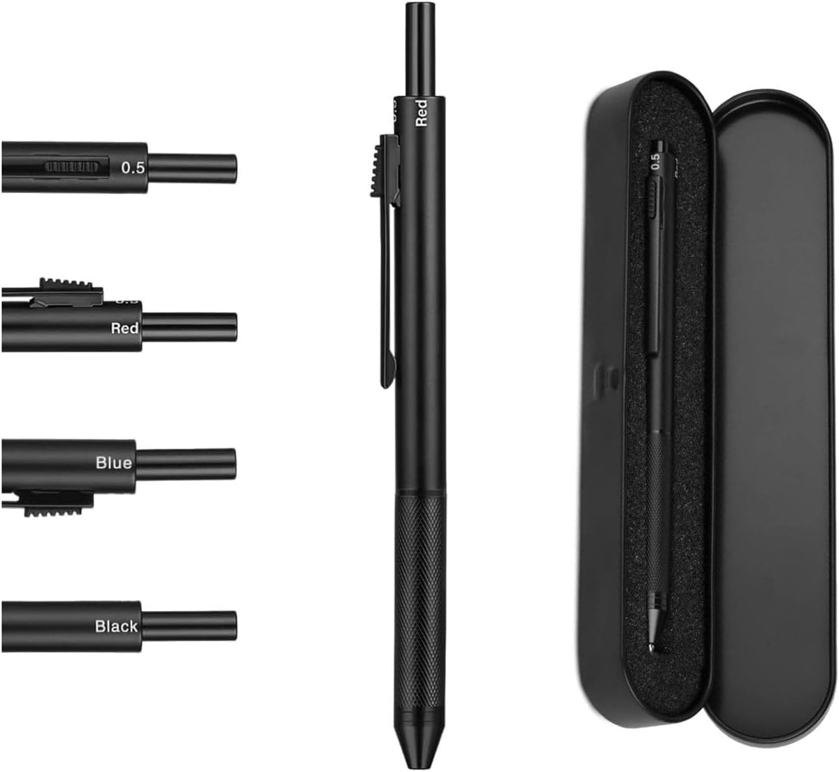 4 in 1 Multifunction Pen,3 Color Ink Ball Pen,0.5mm Mechanical Pencil Black