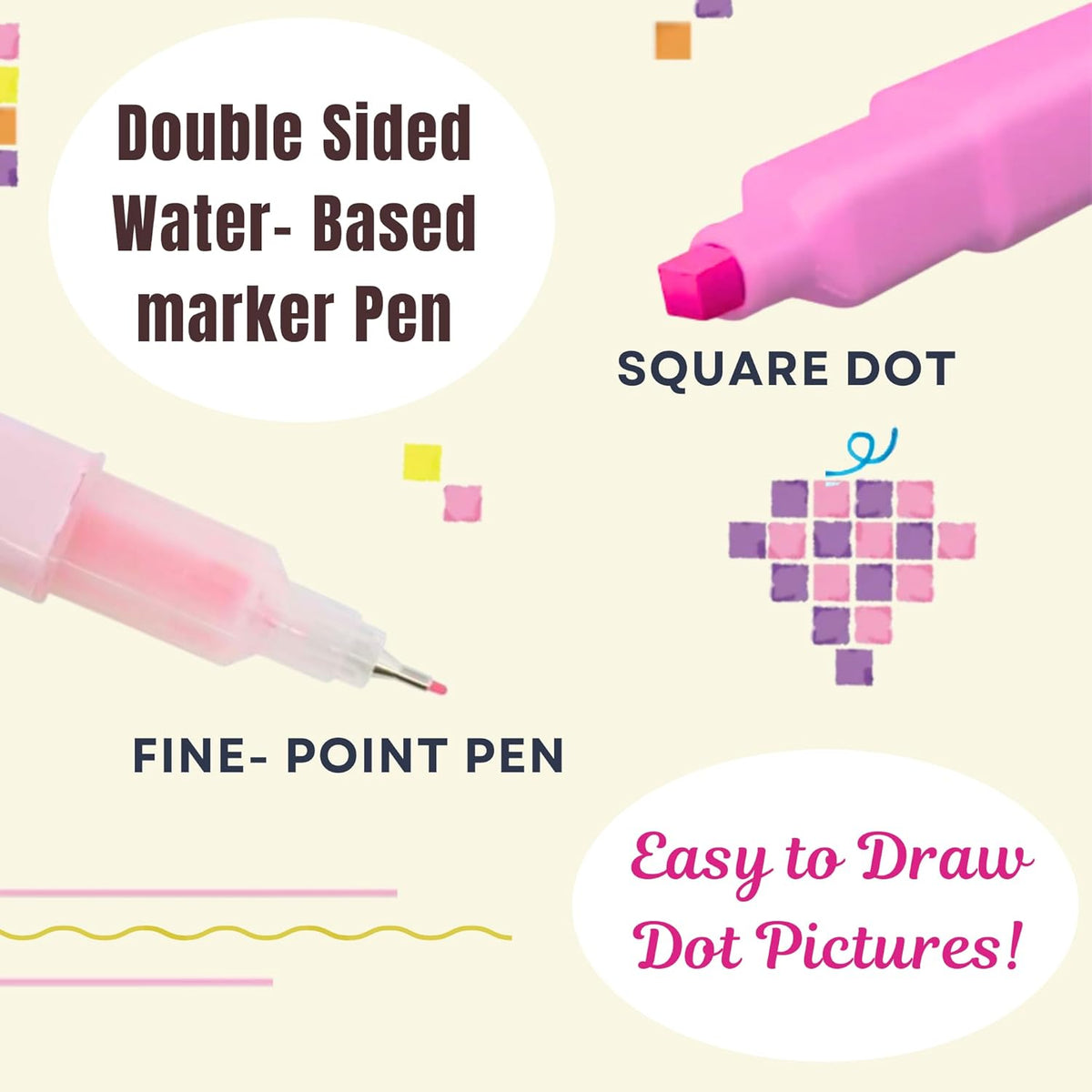 SUN-STAR Dot é Pen Square Dot and Fine- Point Marker Pen