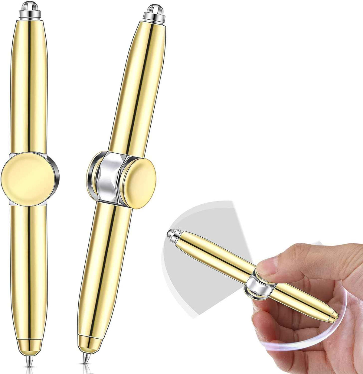 2Pcs Fidget Spinning Pen with LED Light Stress Reducer Ballpoint Pen - TTpen