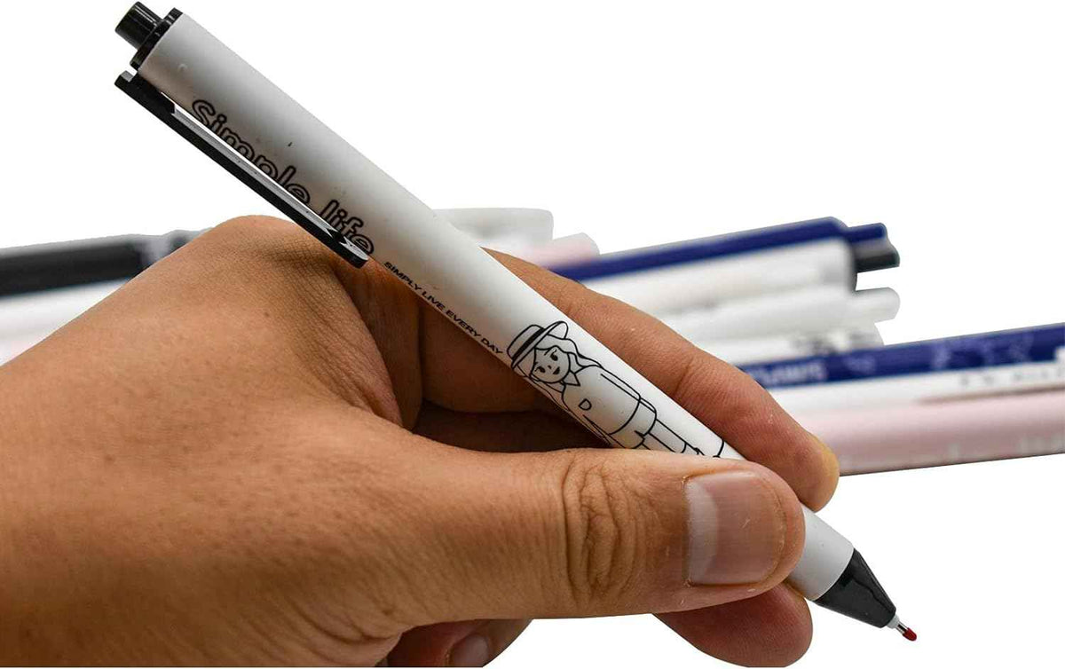 12PCS Retractable Abstract Characters Cute Girls Boys Print Gel Pens - TTpen