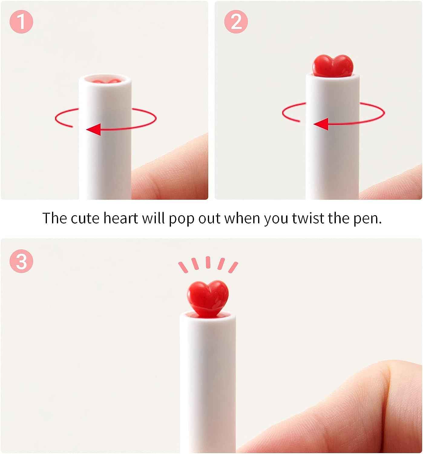 Kaco FIRST Gel Ink Pens,Cute Heart with Extra 4 Black Refills (2 White) - TTpen