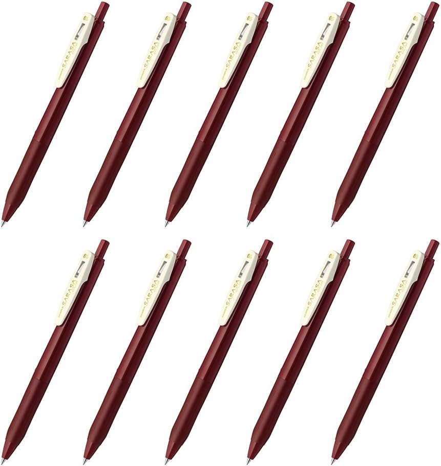 Zebra Sarasa Clip Gel Ballpoint Pen,0.5,Red Black,10 Pieces