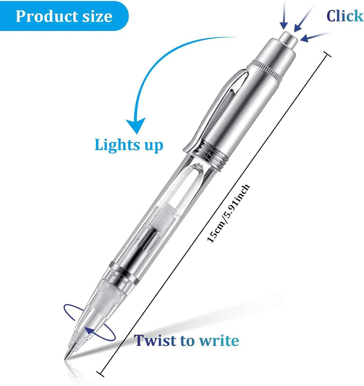 16Pcs LED Penlight Light-up Ballpoint Pens for Night Writing Rainbow - TTpen