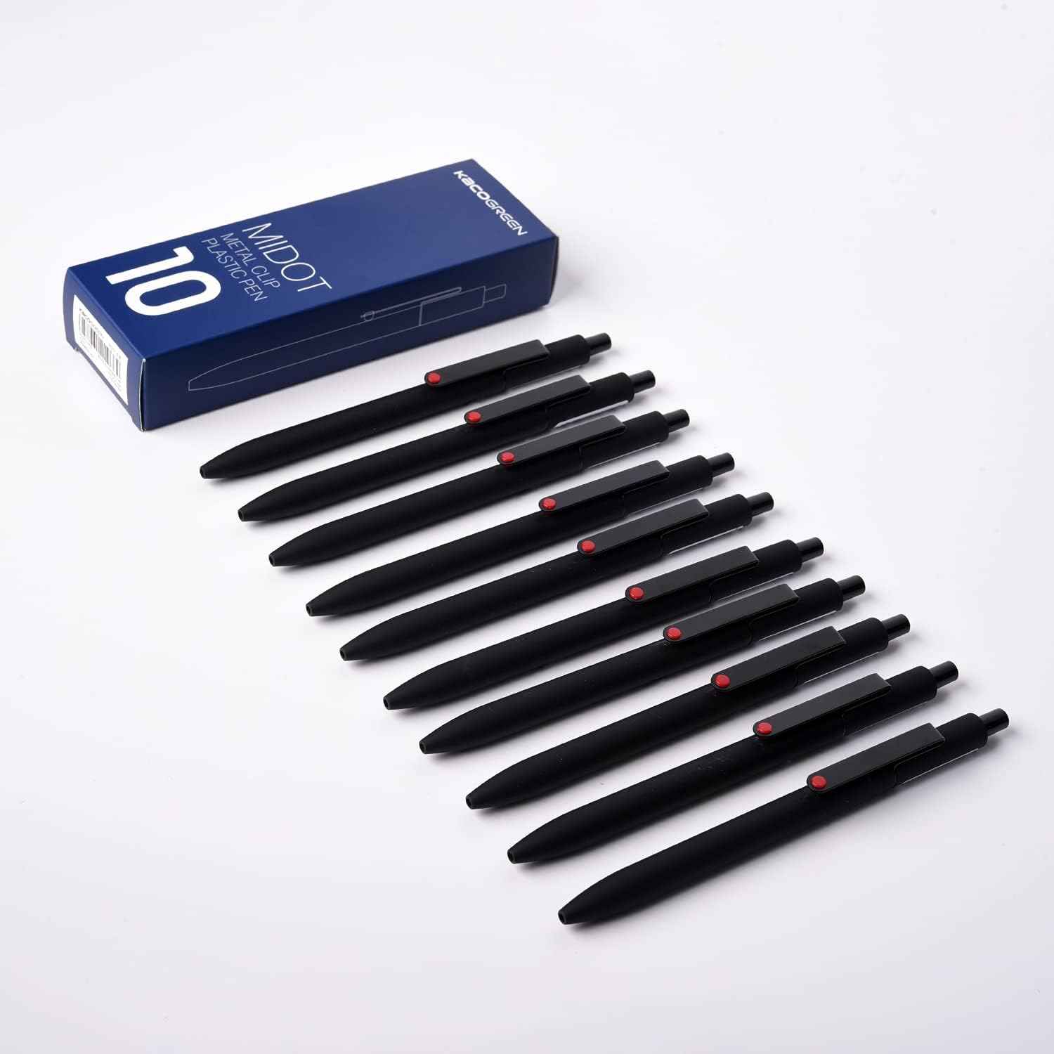 Kaco 0.5mm Black Retractable Liquid Gel Pen,10 pack - TTpen