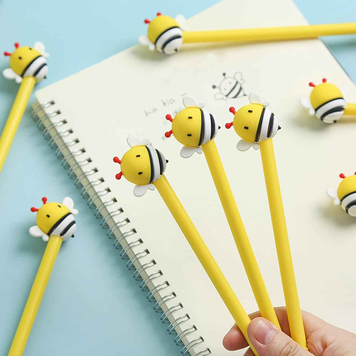 8PCS Funny Yellow Bees Pens Gel Pens 0.5mm Black Ink For Kids School - TTpen