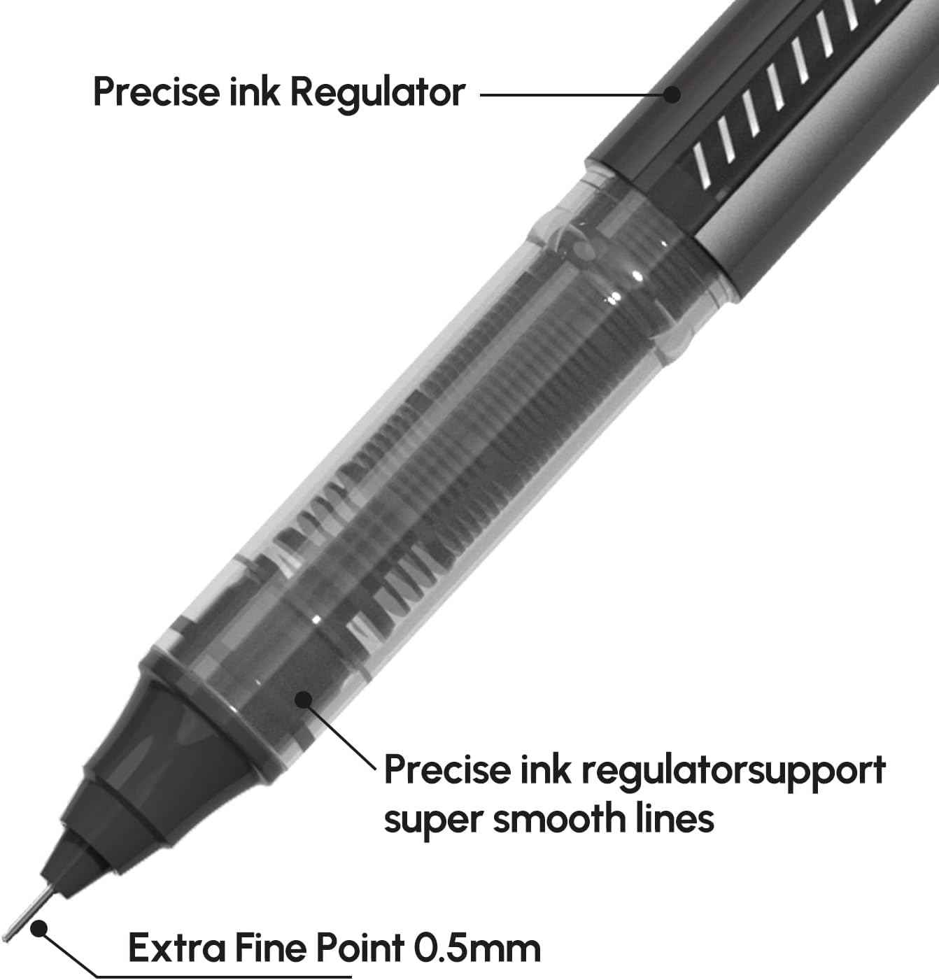 M&G 10Pcs Liquid Rollerball Pens,0.5mm Black Ink Ultra Fine Point Pens - TTpen