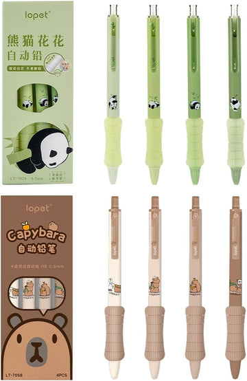 LOPET Panda Capybara Mechanical Pencils 8-Pack