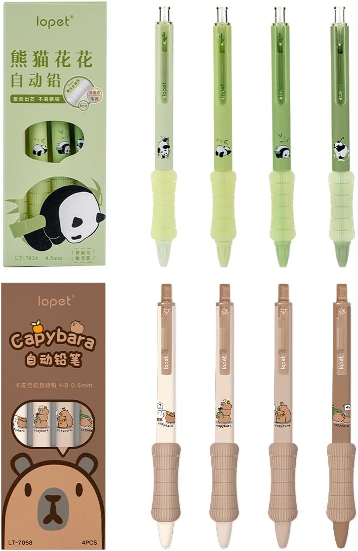 LOPET Panda Capybara Mechanical Pencils 8-Pack
