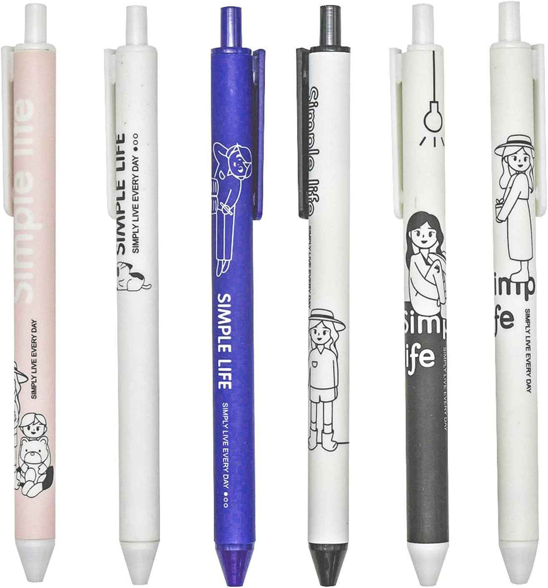 12PCS Retractable Abstract Characters Cute Girls Boys Print Gel Pens - TTpen