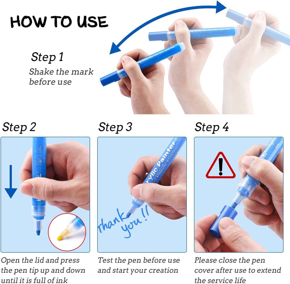 12 Color Guangna Acrylic Painter Markers 3mm Tip - TTpen