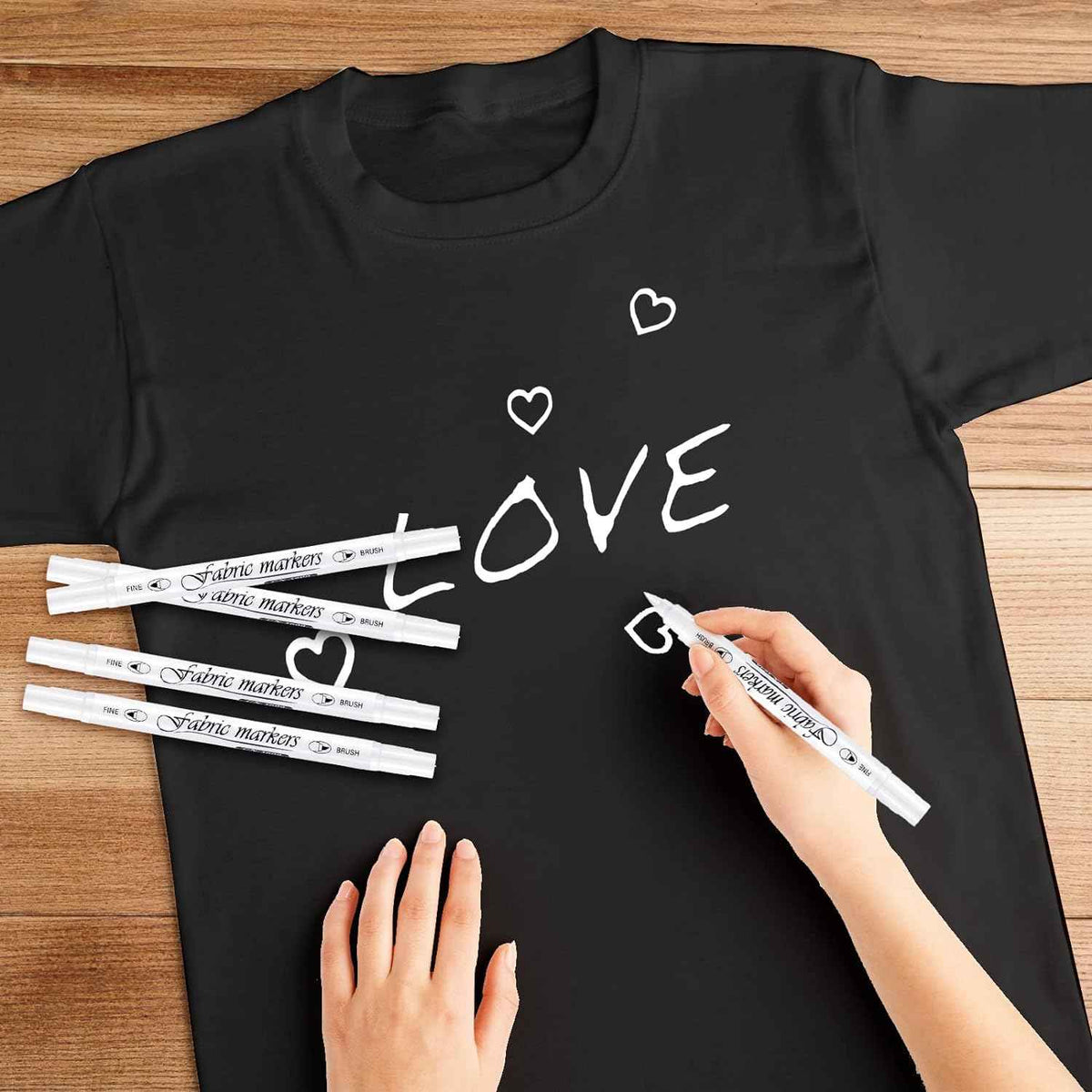 Guangna 6Pcs Fabric Markers Double Ended White Black Color - TTpen