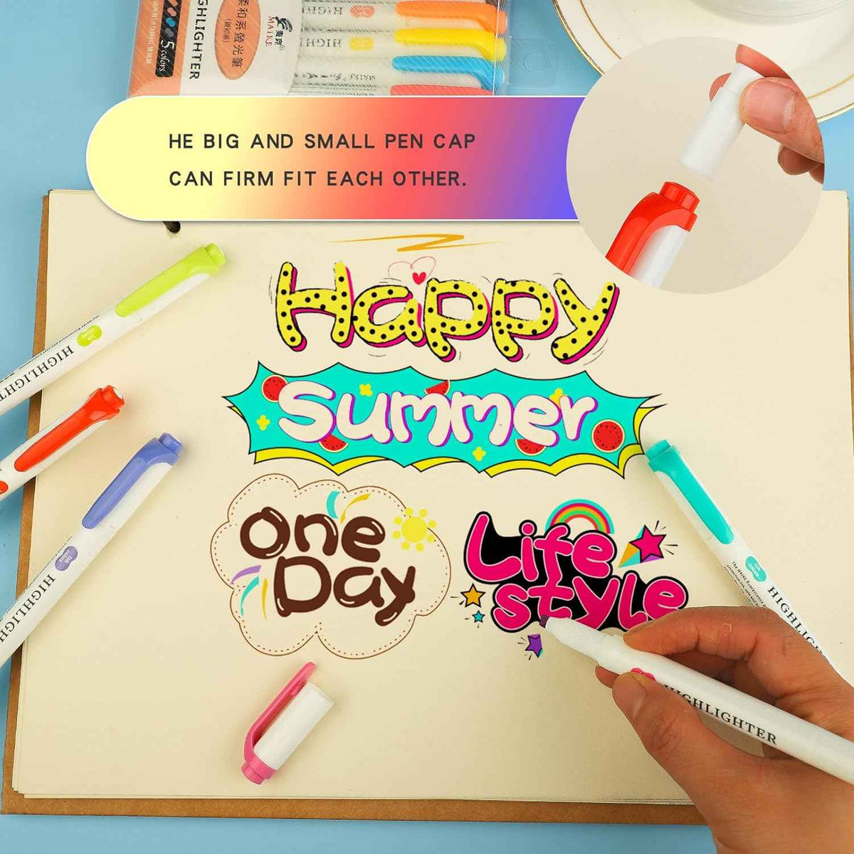 MAIKE Real Mild Pastel Highlighters 5 Warm Colors Markers - TTpen