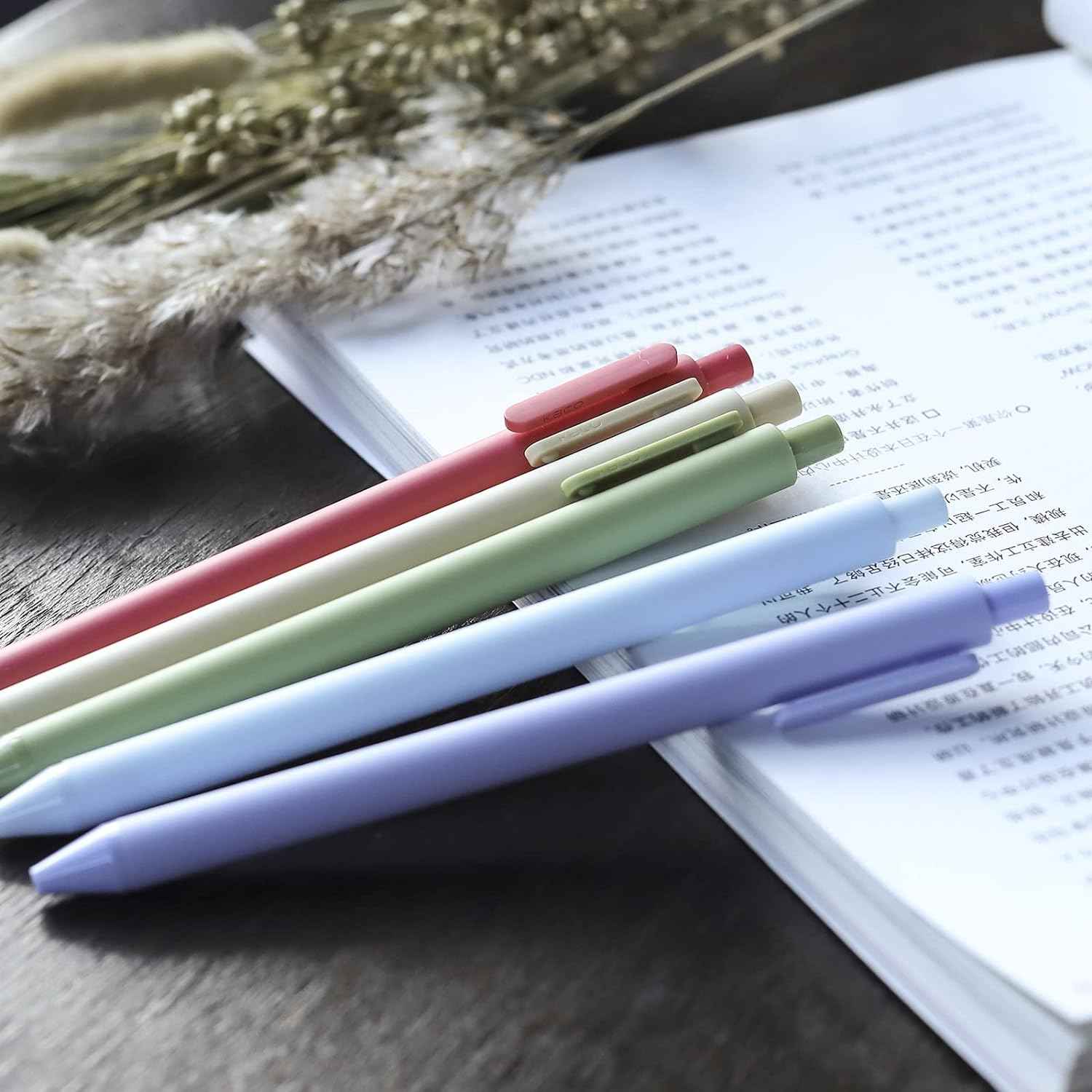 Kaco 5 Morandi Colored Ink Retractable Gel Pens 0.5mm Fine Point - TTpen