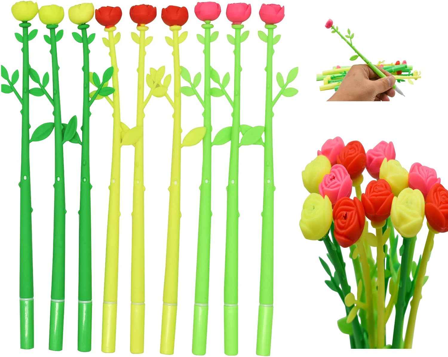 30PCS Fancy Rose Beautiful Floral Gel Pens Black for Kids Girls Women - TTpen