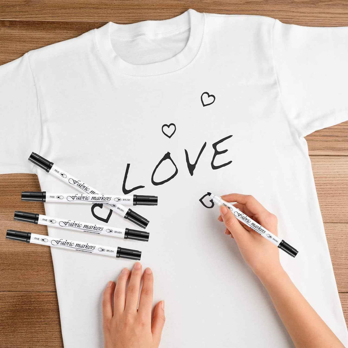Guangna 6Pcs Fabric Markers Double Ended White Black Color - TTpen