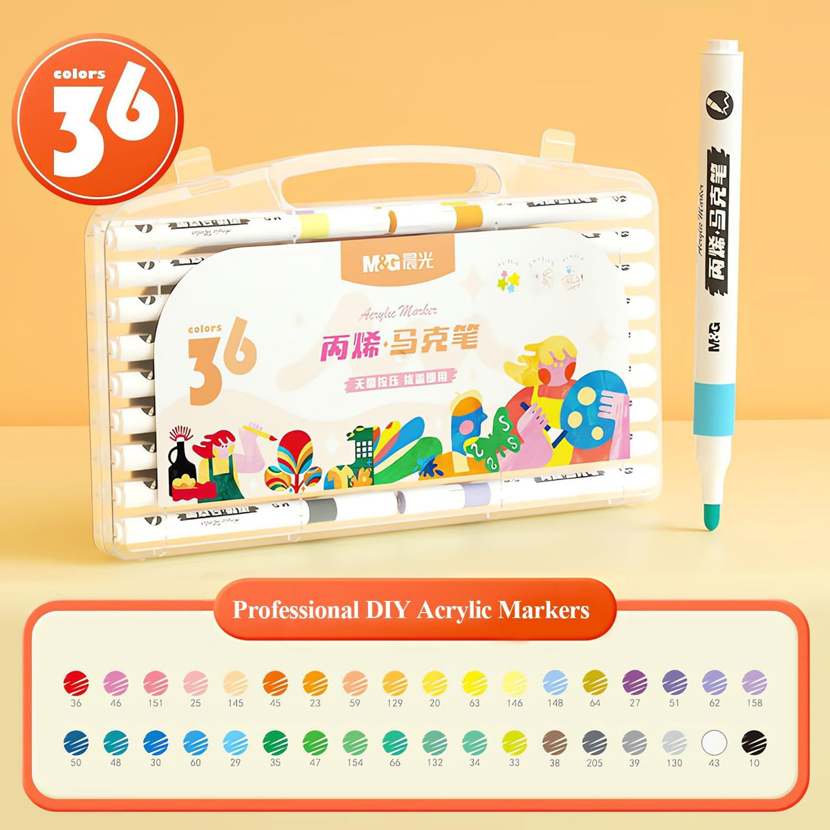 M&G 48 Colors Acrylic Paint Pens Markers for Rock Painting,Stone,Wood