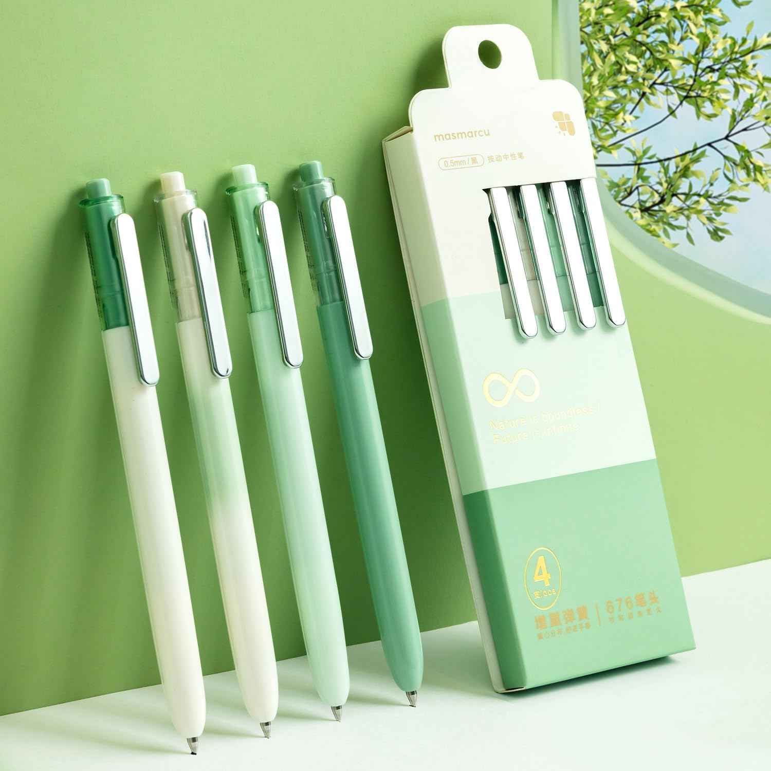 M&G 4Pcs Gel Pens,0.5mm Black Ink Pens Fine Point - TTpen