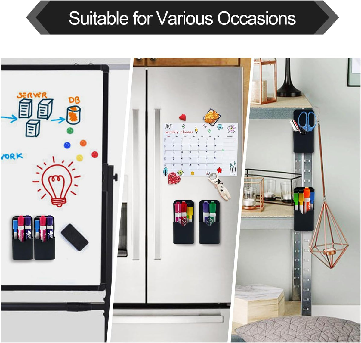 2PCS Magnetic Dry Erase Marker Pen Holder Small for Fridge Whiteboard