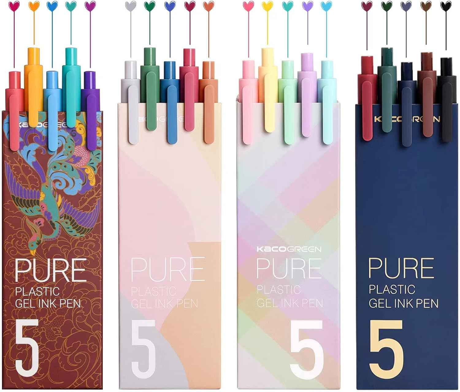Kaco 20 Color Ink Retractable Gel Pens 0.5mm Fine Point - TTpen