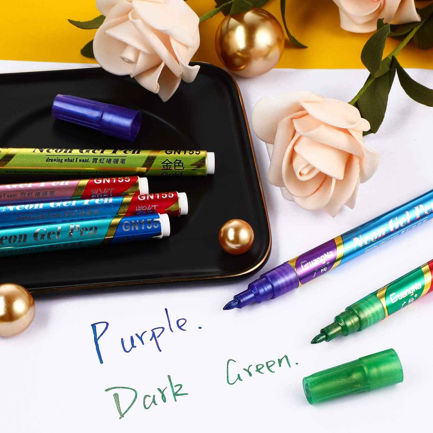Guangna Neon Gel Pen Glitter Double Color Metallic Marker-12 Colors - TTpen