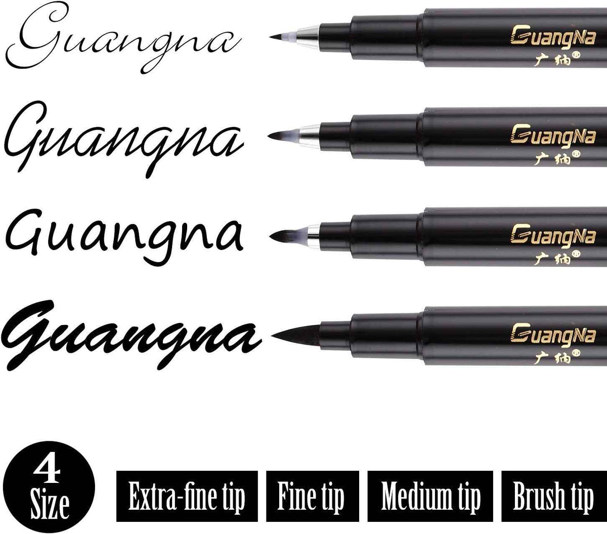 Guangna Calligraphy Pens Set Black Art Markers 6 Pack - TTpen