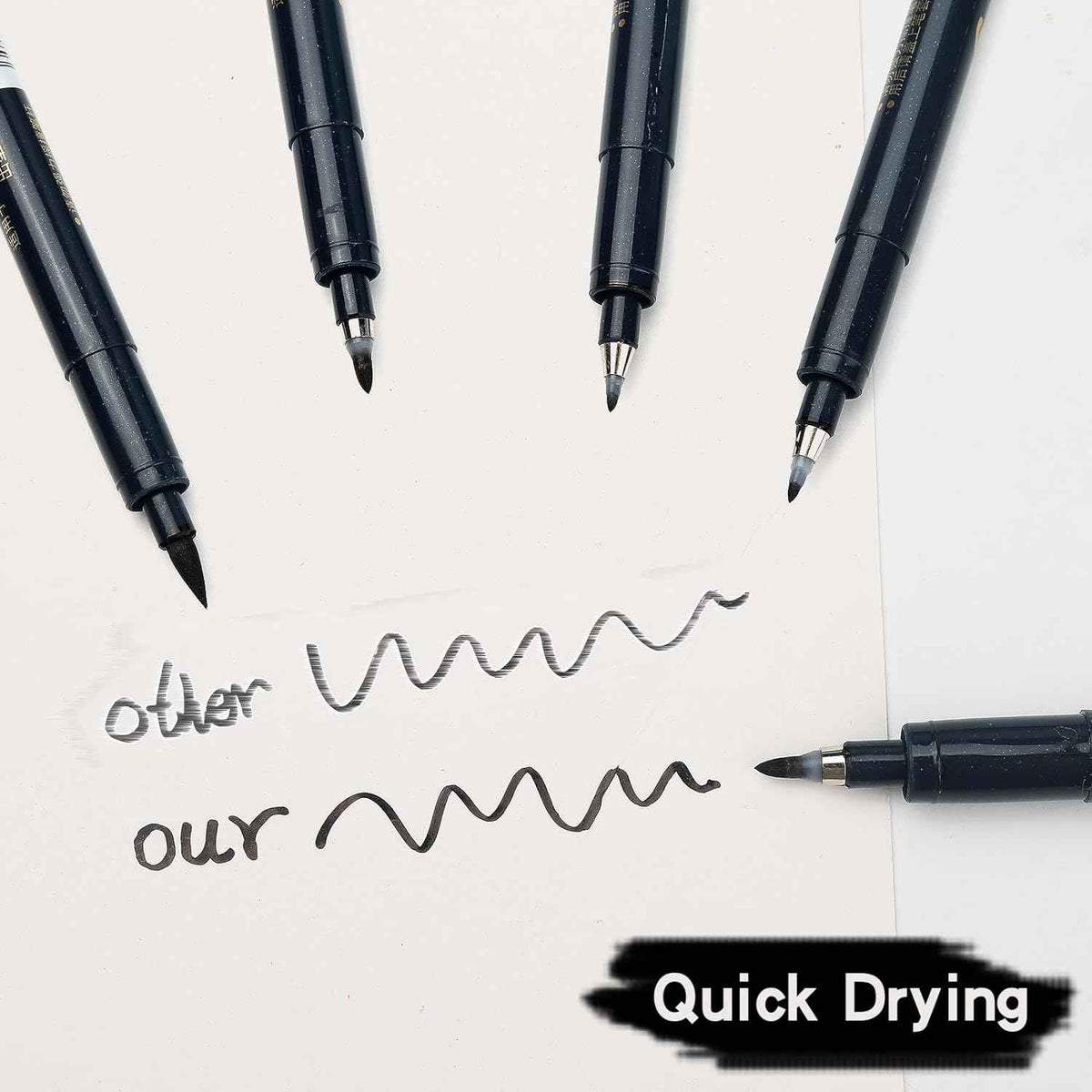MAIKE 4 Size Calligraphy Brush Pens Water Based Black Ink Marker Set - TTpen