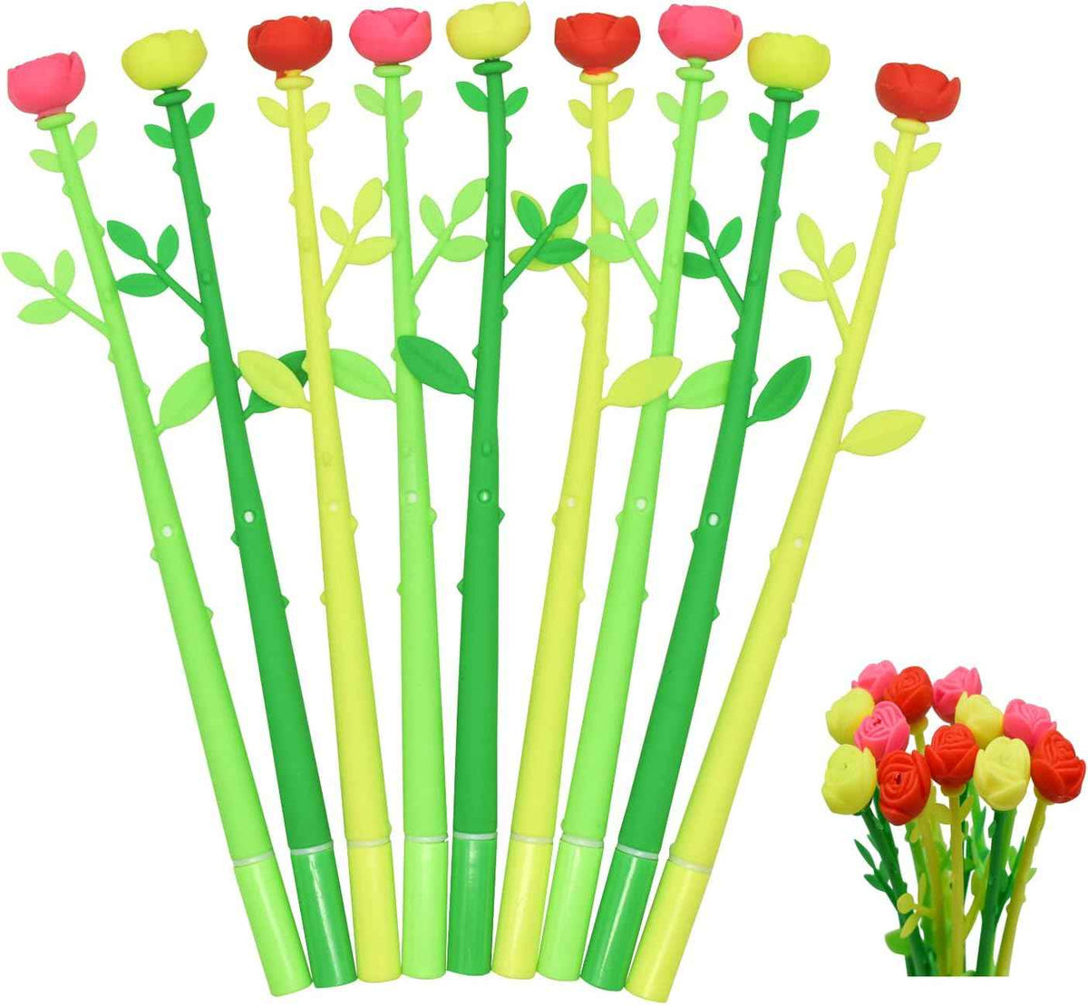 30PCS Fancy Rose Beautiful Floral Gel Pens Black for Kids Girls Women - TTpen