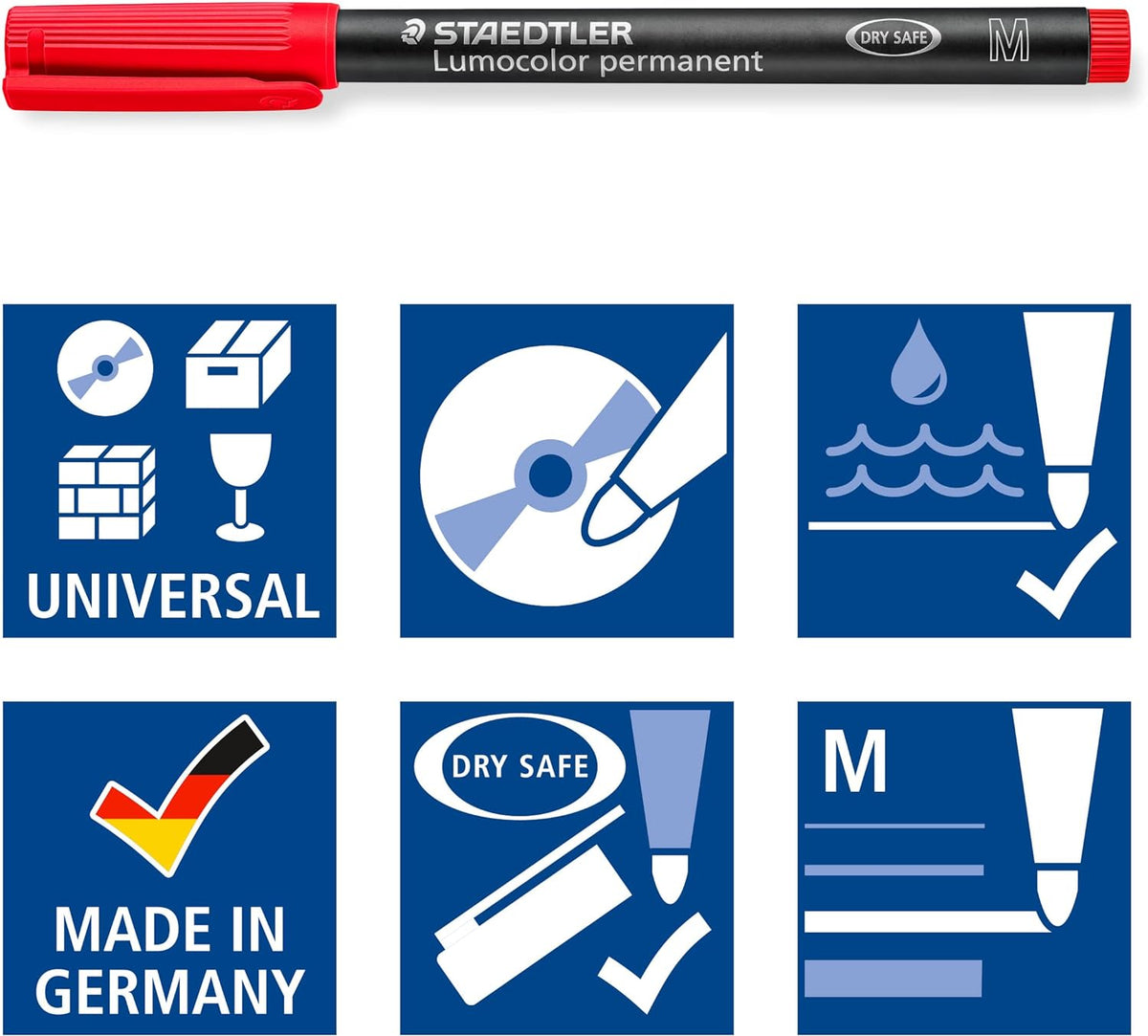 Staedtler Lumocolor 317M Permanent Markers Medium Tip 1.0mm,4 Pack