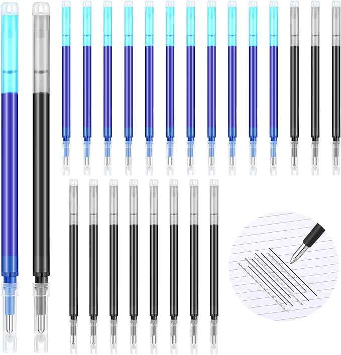 24 Pieces Erasable Gel Ink Pen Refills Point 0.7 mm (Black,Blue) - TTpen