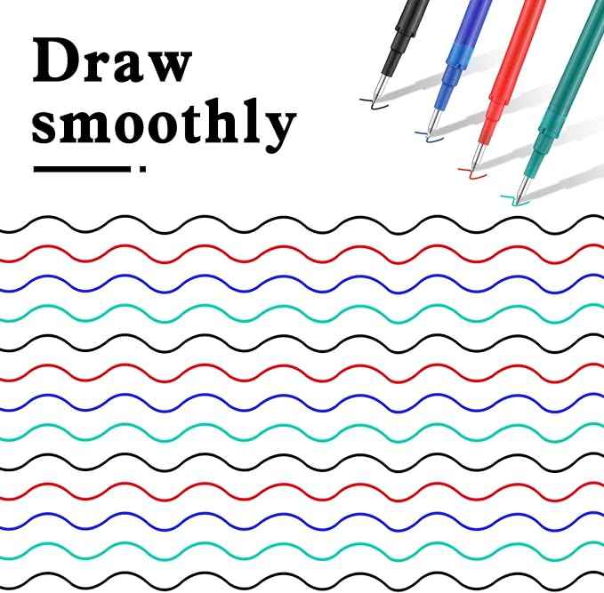 24pcs Erasable Gel Ink Pen Refills Fine Point 0.5 mm (Black,Red,Green,Blue) - TTpen
