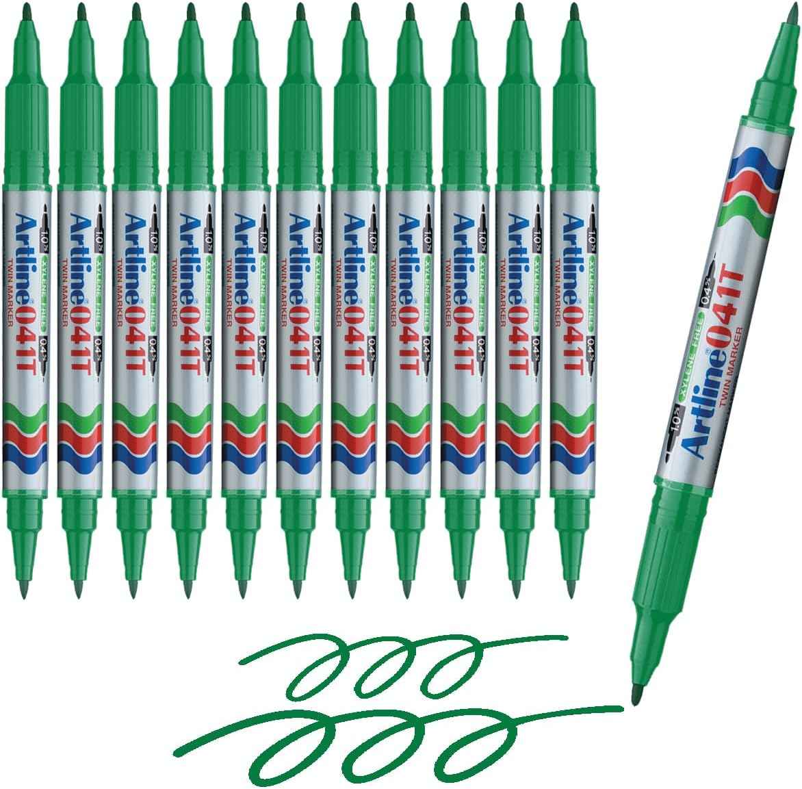 Artline 041T Twin-Nib Permanent Markers 0.4mm-1.0mm 12 Pack