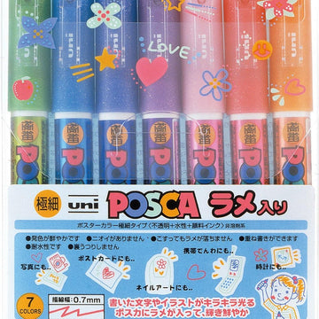 Uni Posca PC-1ML Glitter Markers 7-Pack