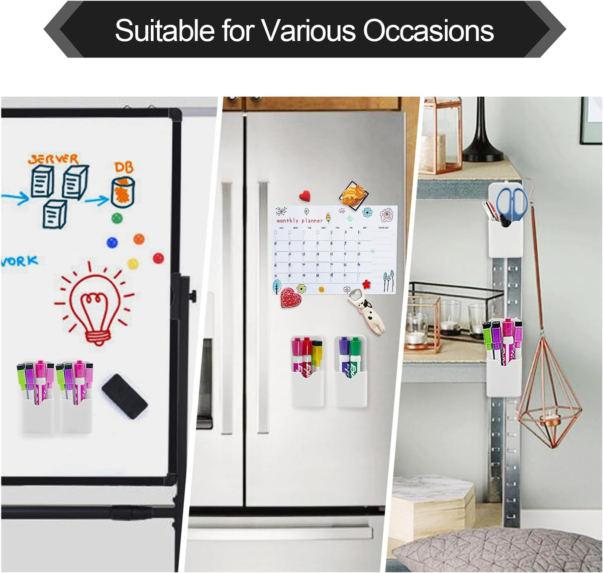 2PCS Magnetic Dry Erase Marker Pen Holder Small for Fridge Whiteboard