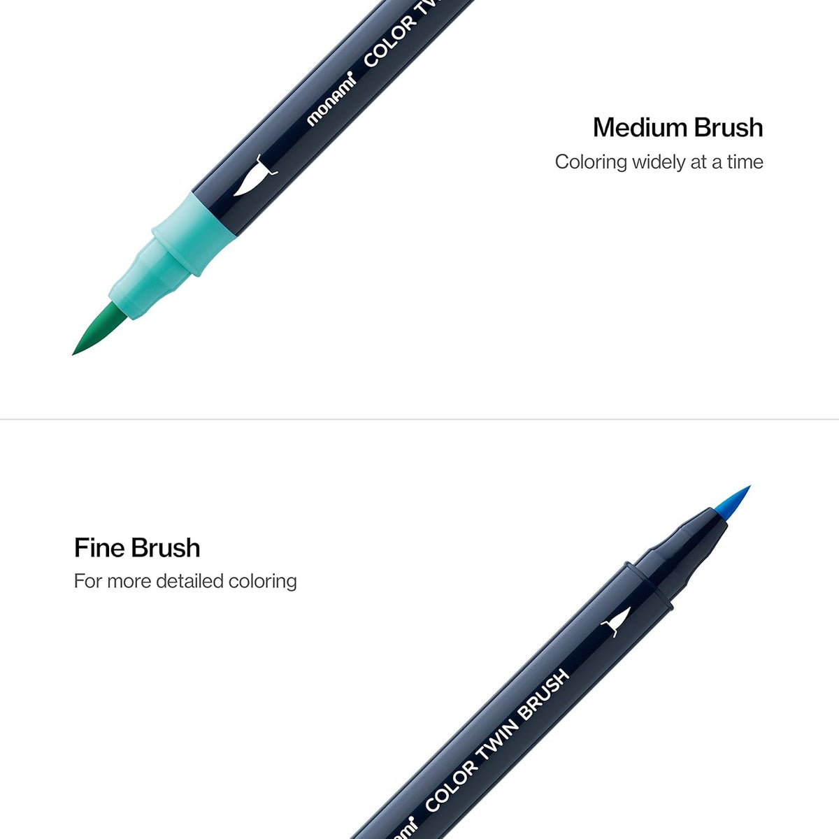 MONAMI Ocean Blue Twin Brush Markers 6-Pack