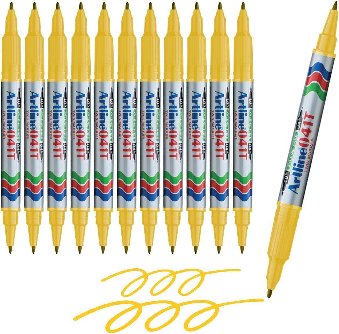 Artline 041T Twin-Nib Permanent Markers 0.4mm-1.0mm 12 Pack
