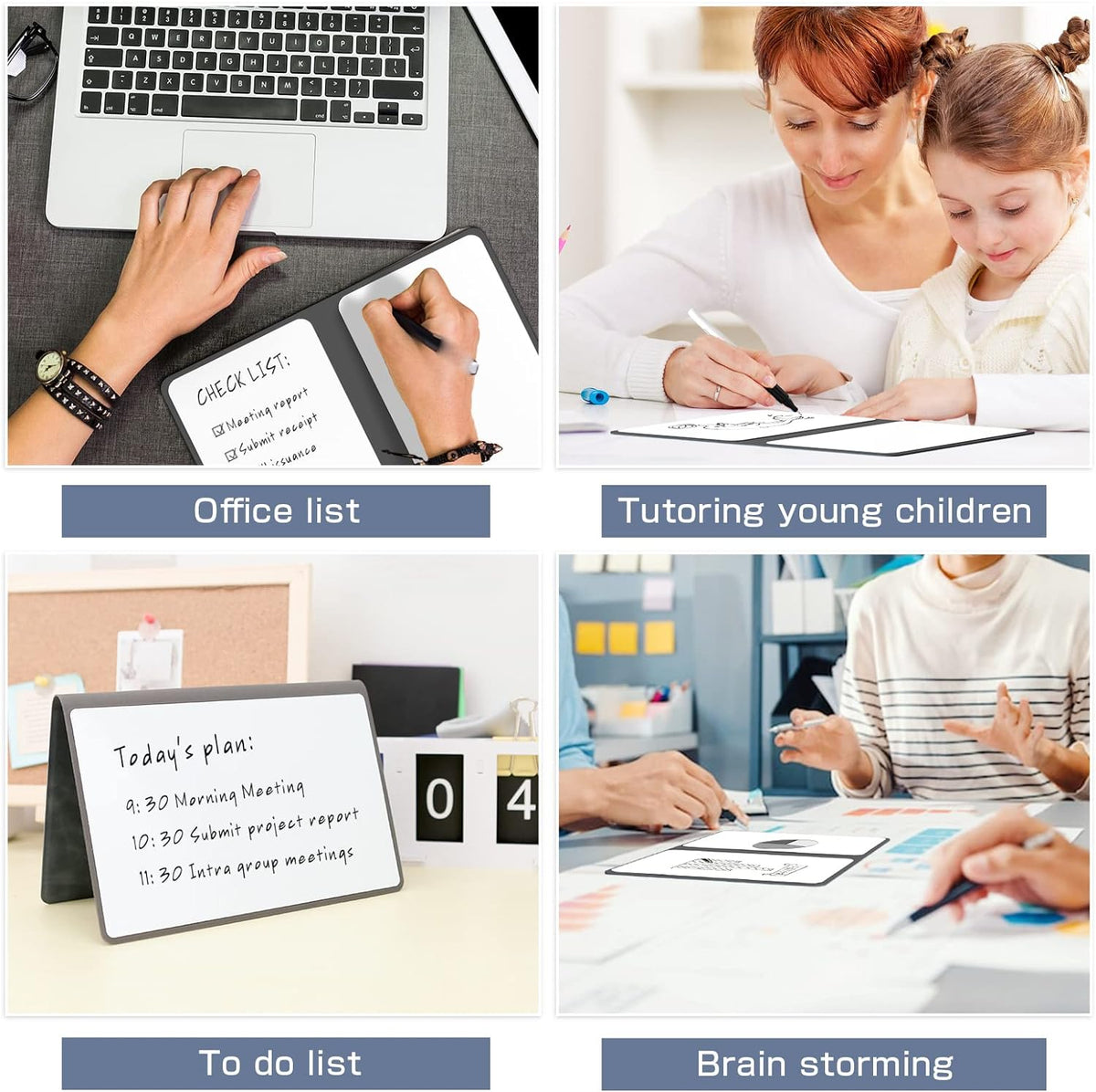 Portable Dry Erase Whiteboard Notebook with 3 Color Markers