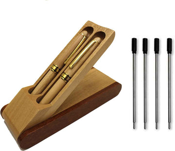 2pcs Wooden Gift Ballpoint Pen with Wood Display Case and 4 Pen Refills - TTpen