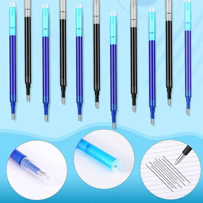 24 Pieces Erasable Gel Ink Pen Refills Point 0.7 mm (Black,Blue) - TTpen