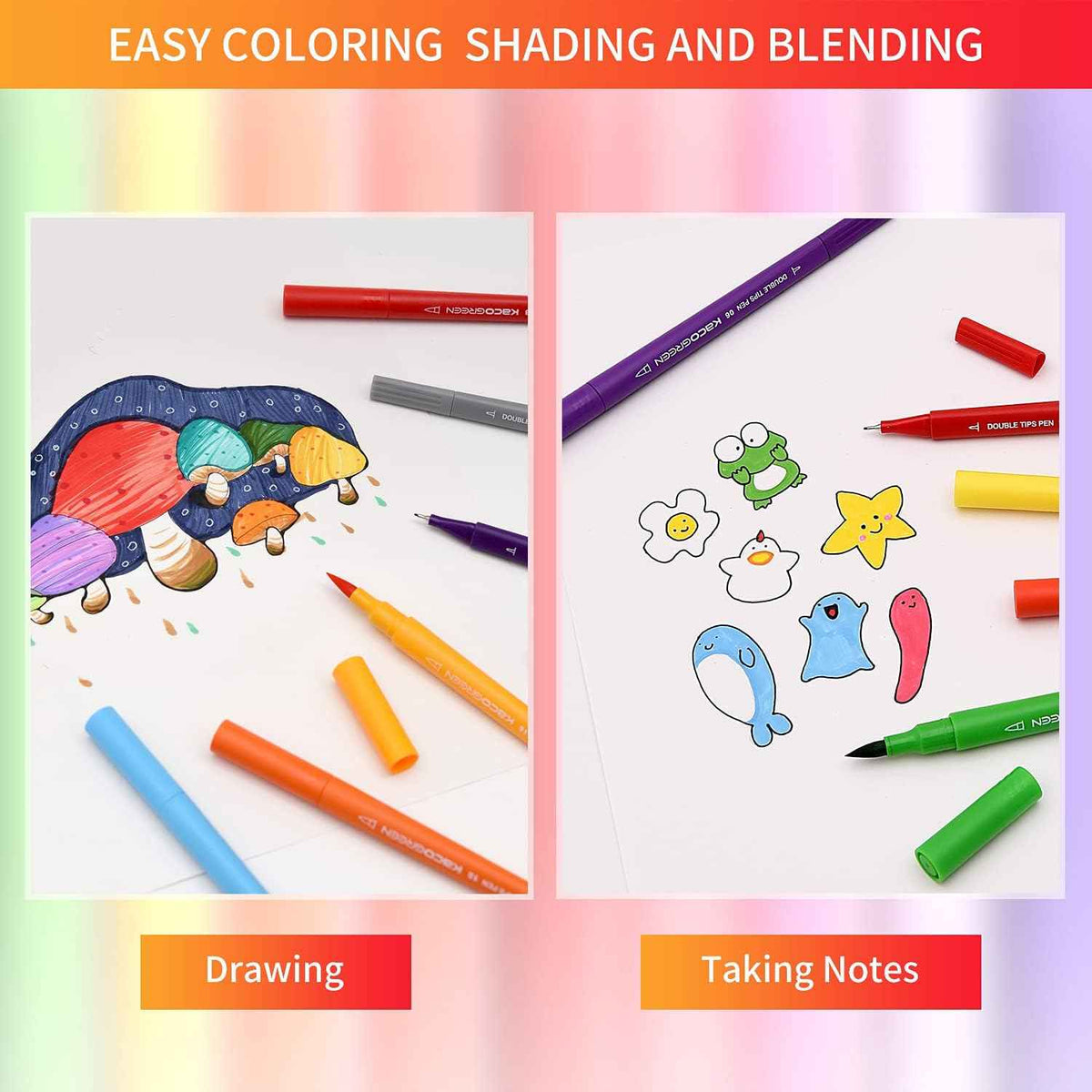 Kaco 36 Artist Coloring Art Markers Dual Tip Pens - TTpen