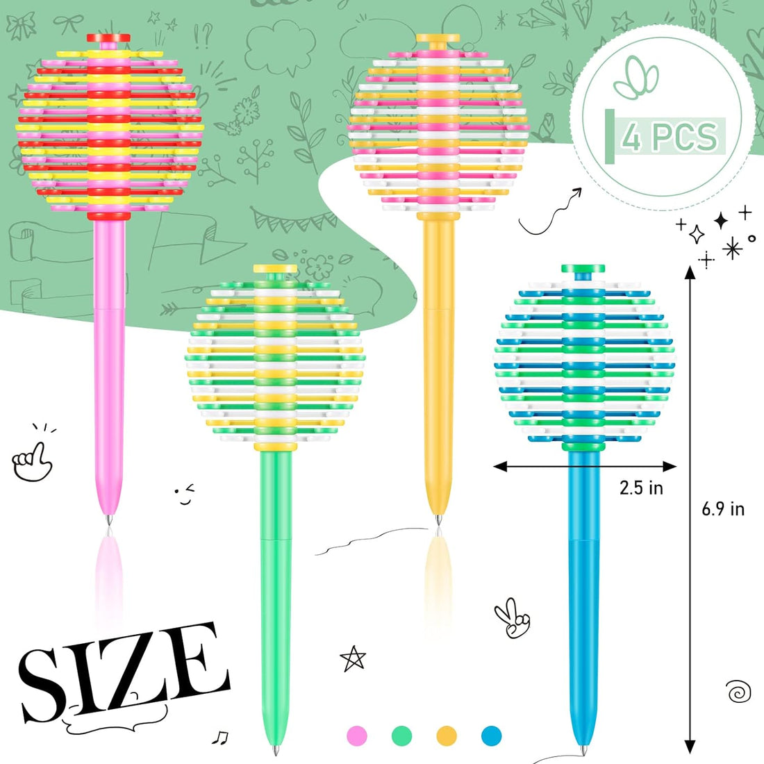 4Pcs Fidget Toy Ballpoint Pen Spinner for Kids Children Student