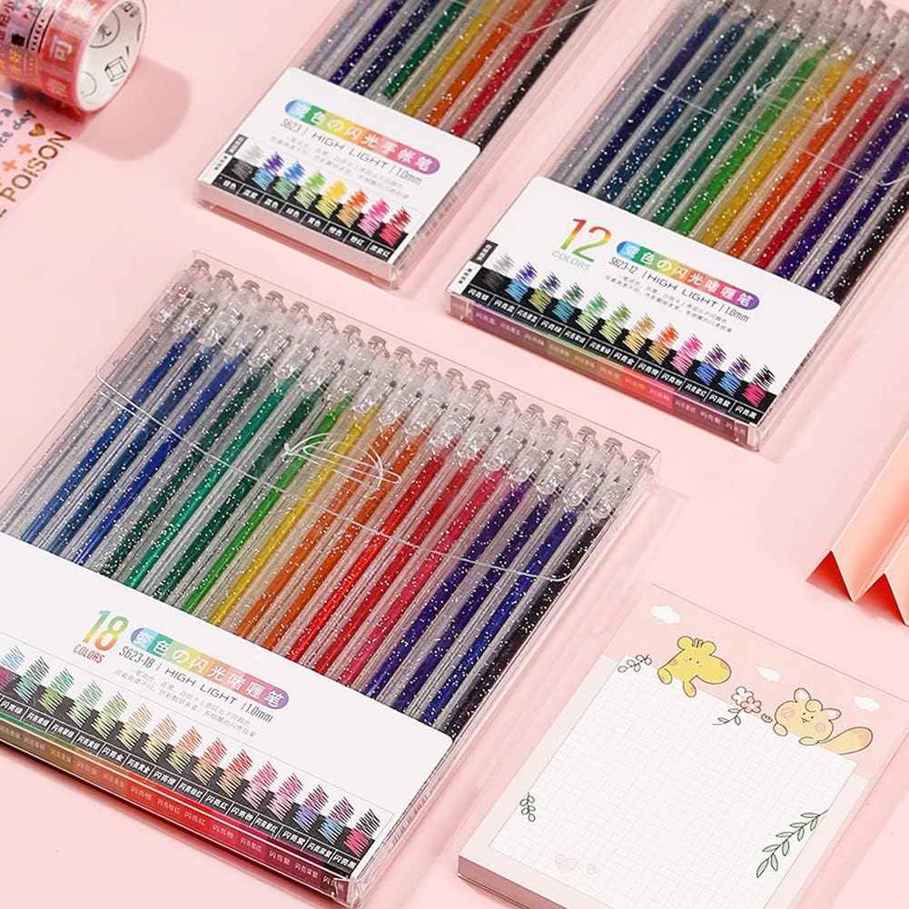 6/12/18 Colors Glitter Pen Set for Kids Adult Coloring Drawing Crafting Doodling - TTpen