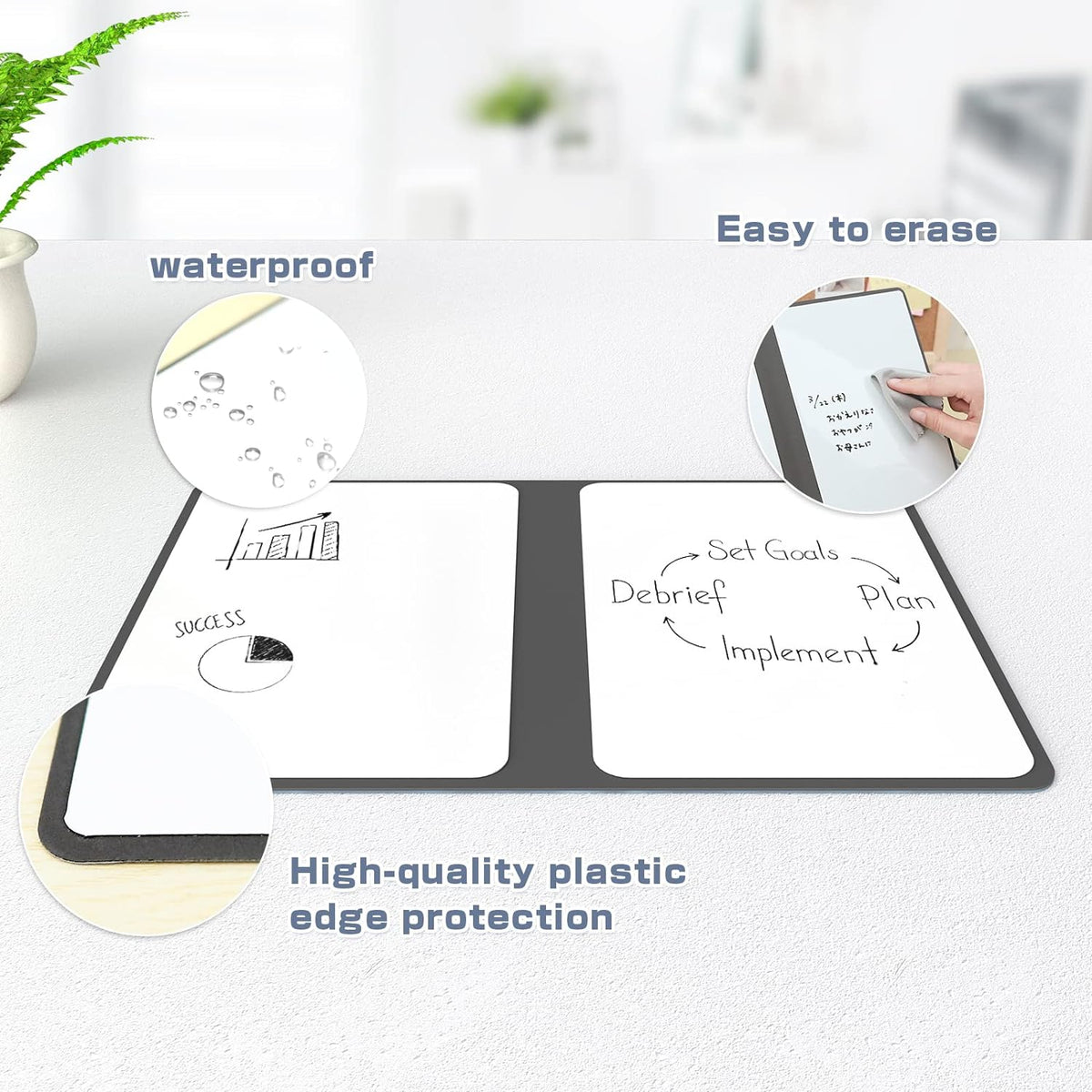 Portable Dry Erase Whiteboard Notebook with 3 Color Markers