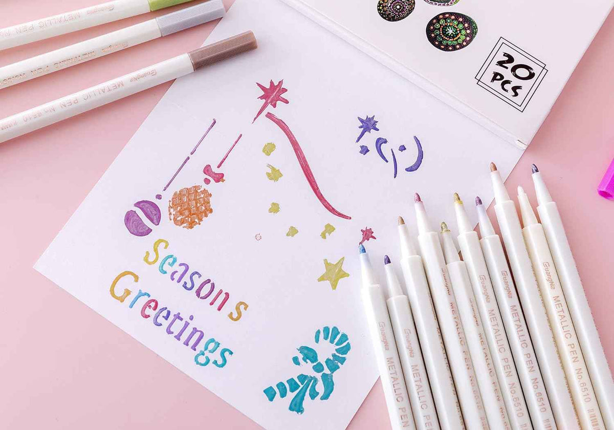 Guangna Metallic Marker Pens,30 Assorted Colors Fine Tip - TTpen