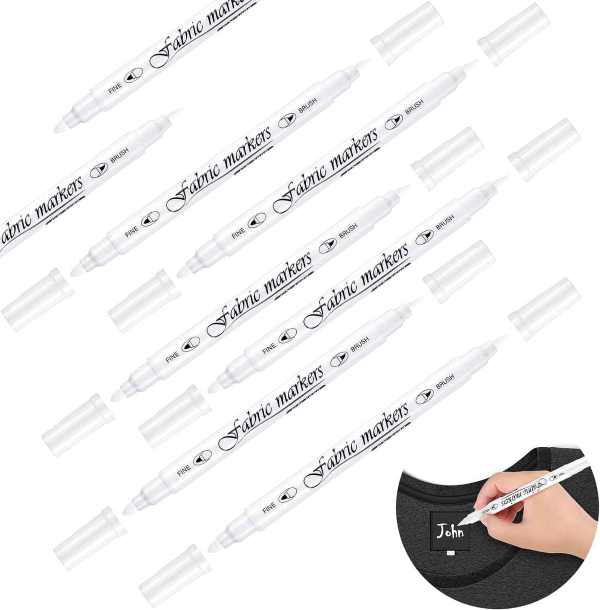 Guangna 6Pcs Fabric Markers Double Ended White Black Color - TTpen