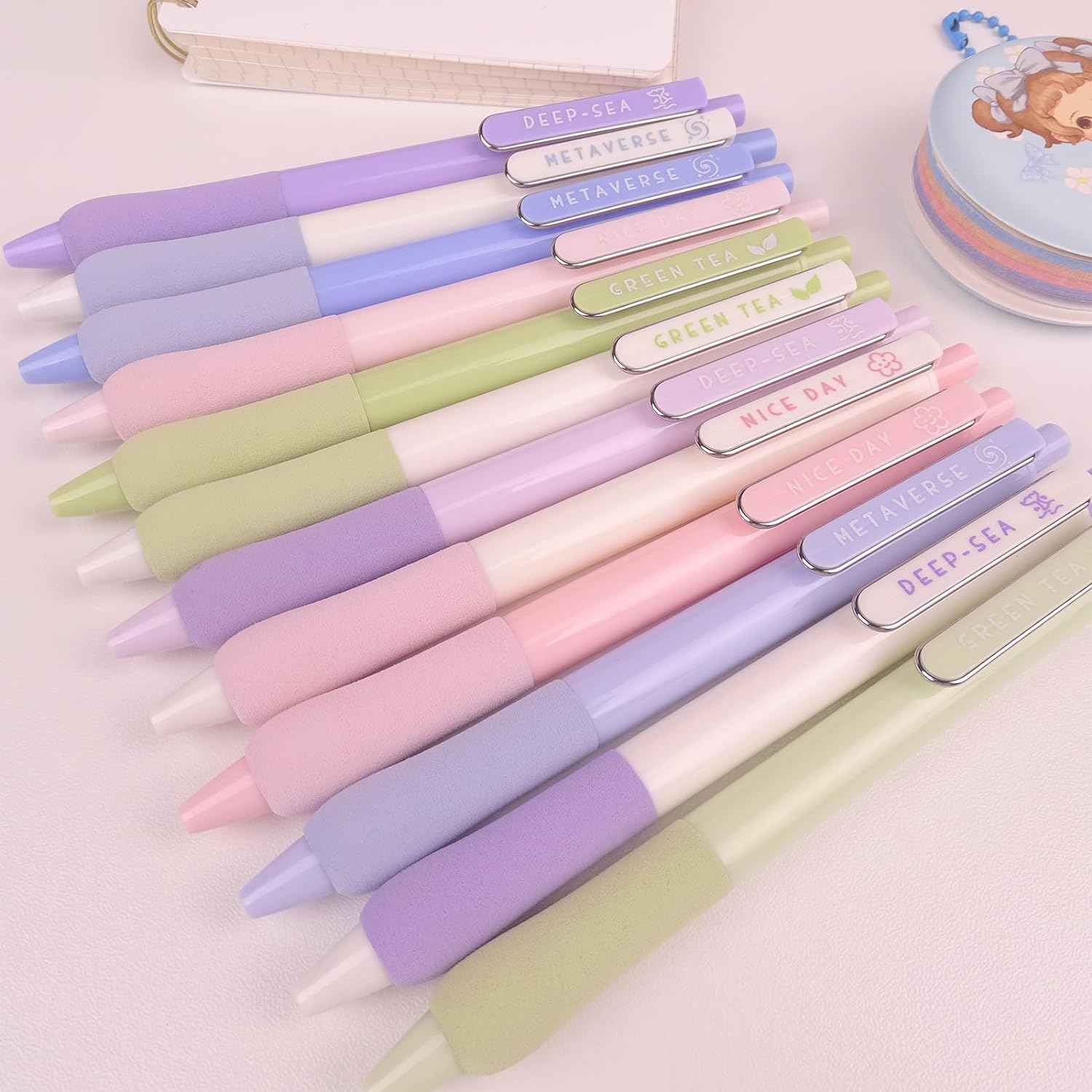 COLNK Gel Pens 0.5mm Black Ink Fine Point with Soft Comfort Grip,12 Counts - TTpen