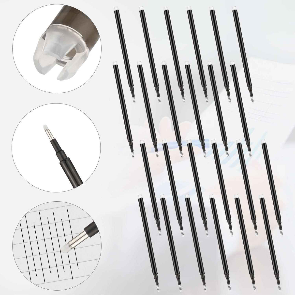 24 Pack Erasable Gel Ink Pen Refills Fine Point 0.5 mm (Black) - TTpen