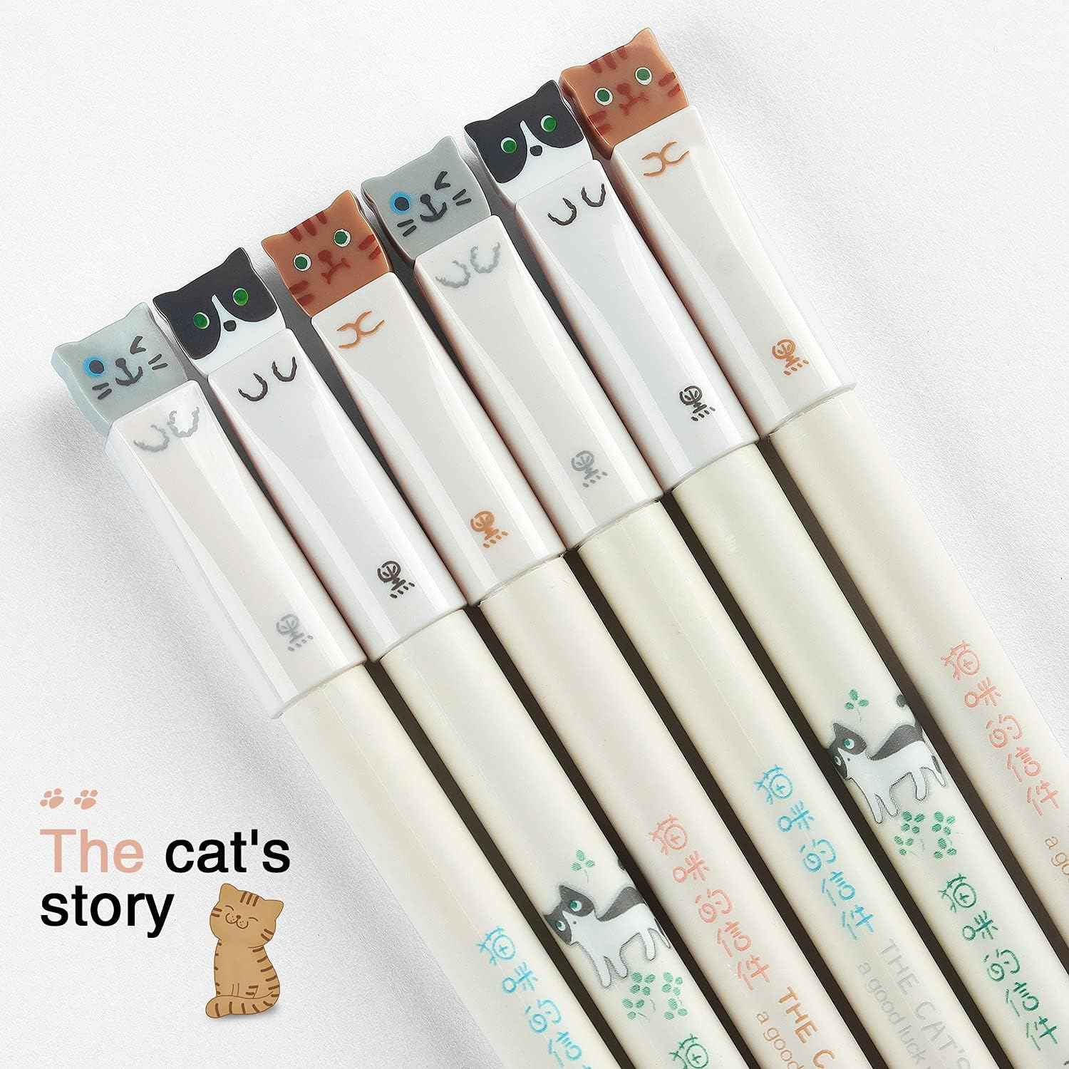 3 Pack Colorful Cute Cats Gel Pens 0.38mm Black Ink - TTpen