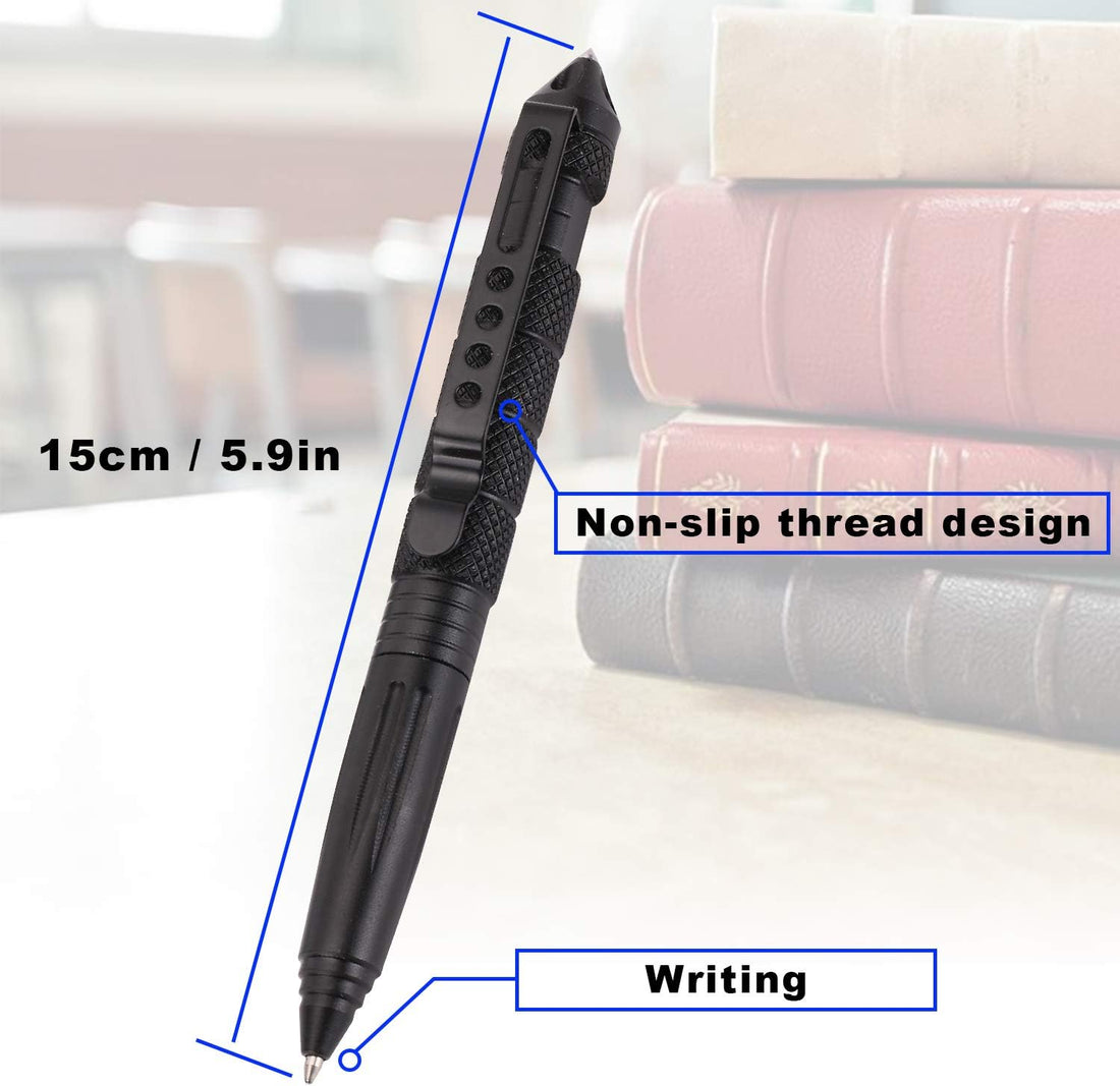 2 Pack Military Tactical Pen Set with 6 Black Ballpoint Refills Black